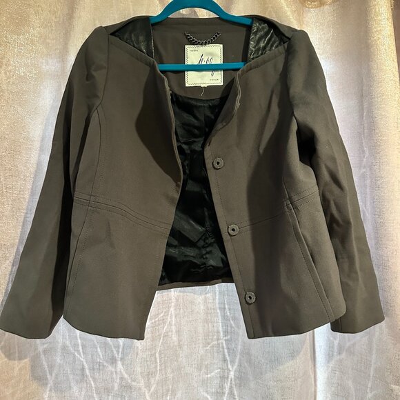 Milly Gray Blazer with Leather Accent - Size Small - Picture 1 of 4